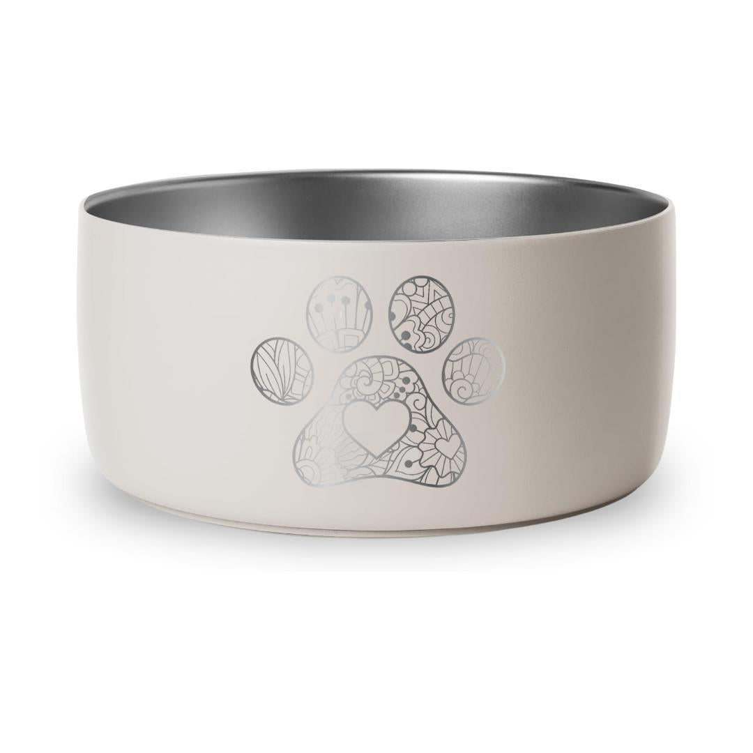 Paw Mandala with Heart - 32oz Dog Bowls