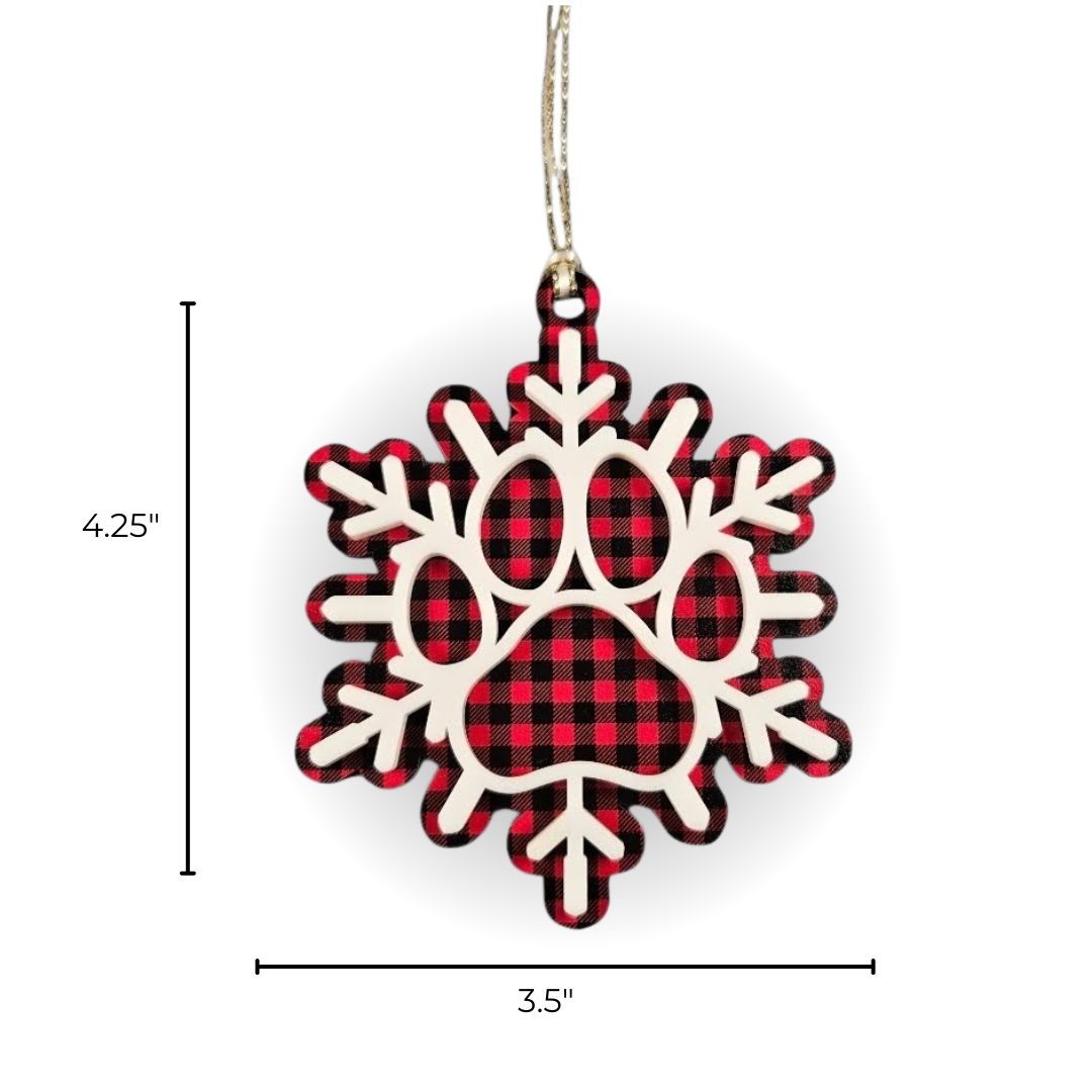 Dog Paw Snowflake Ornaments