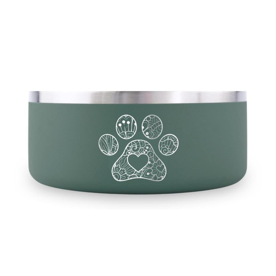 Paw Mandala with Heart - 32oz Dog Bowls