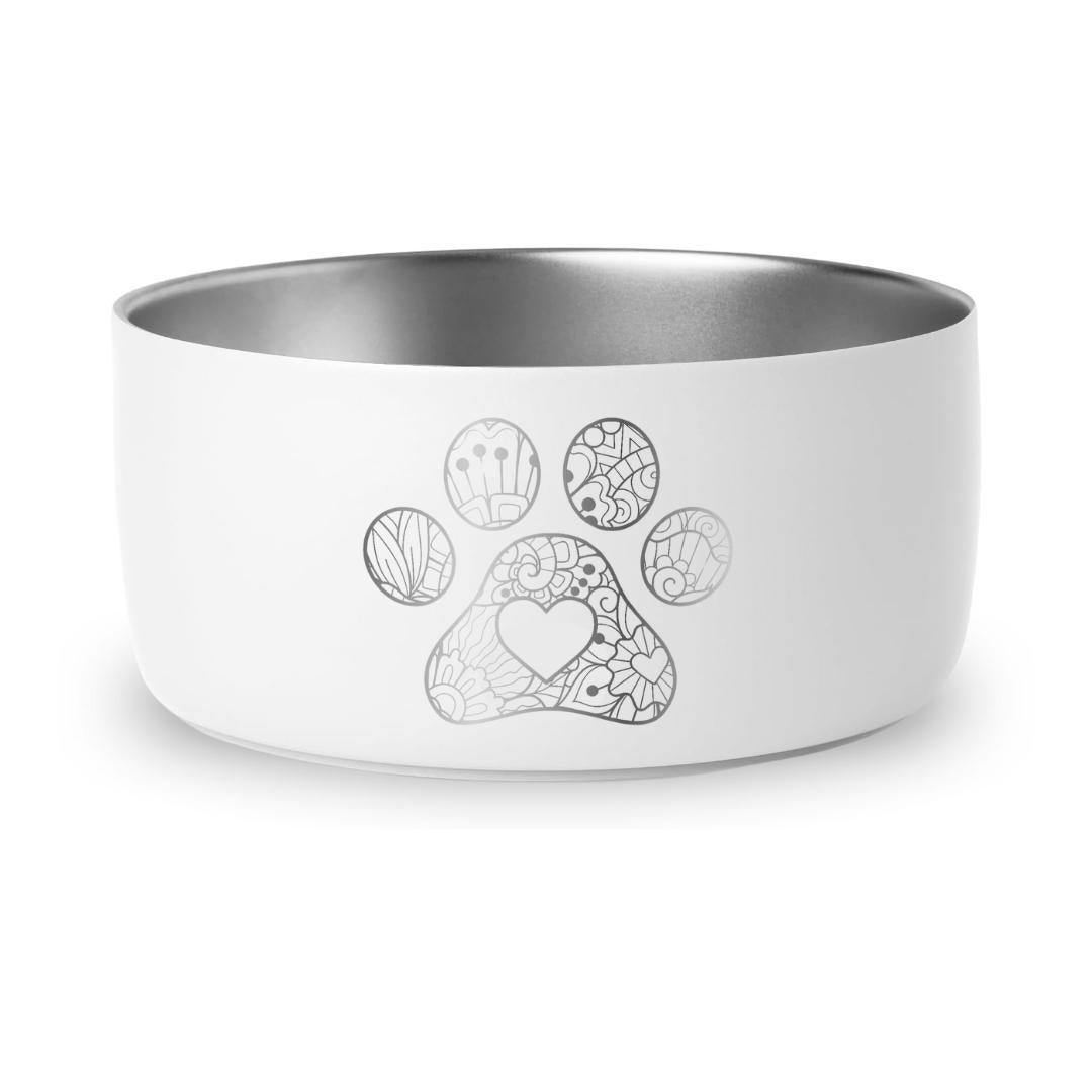 Paw Mandala with Heart - 32oz Dog Bowls